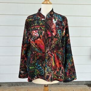 Vintage 90s Artsy Lagenlook lightweight zipper Jacket Size Large